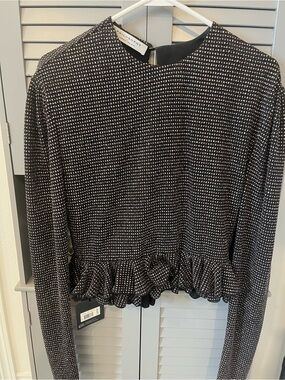 Philosophy di Lorenzo Serafini Black Metallic Dot Peplum Blouse